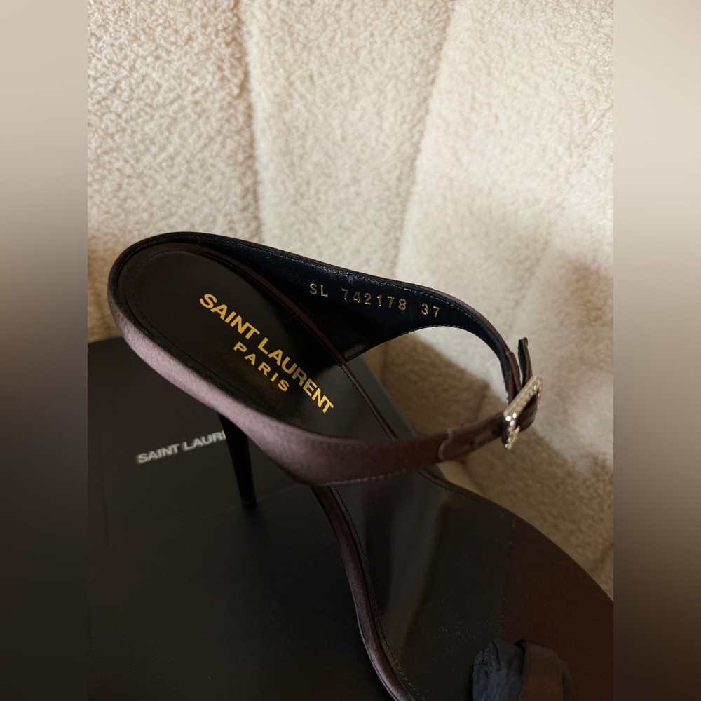 SAINT LAURENT Dive 110 Satin Mules – Size 37 – Brand New, Full Set - Picture 9 of 16